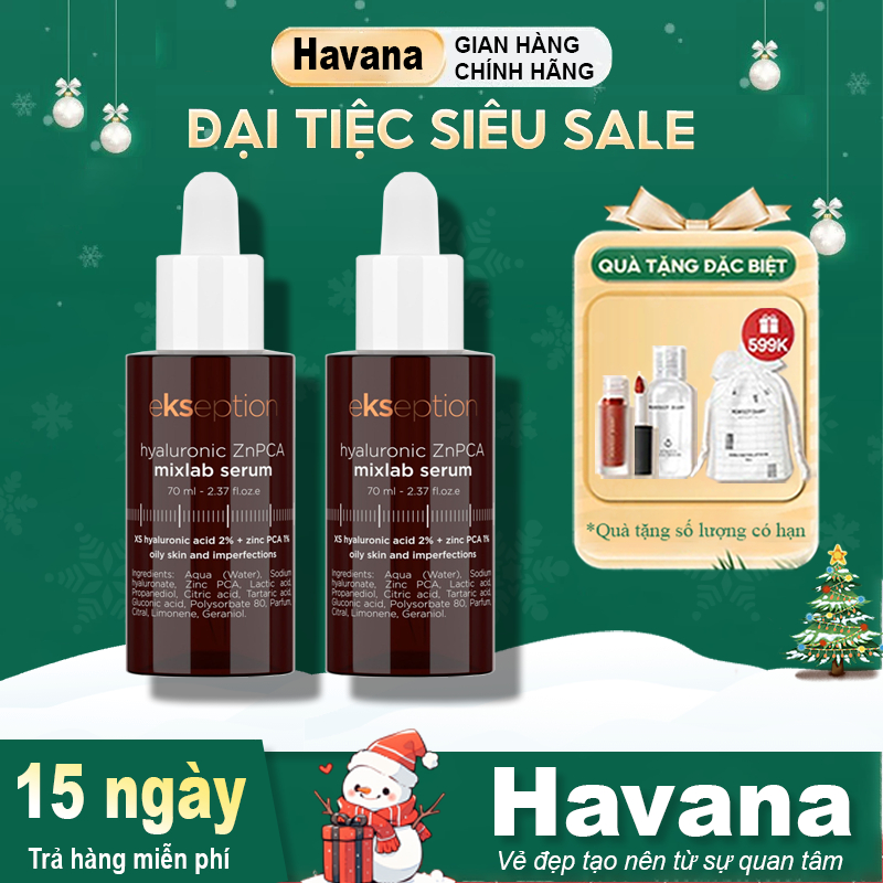 Serum Ekseption Hyaluronic ZnPCA, HA + 1% ZnPCA giảm mụn, kiềm dầu 75ml