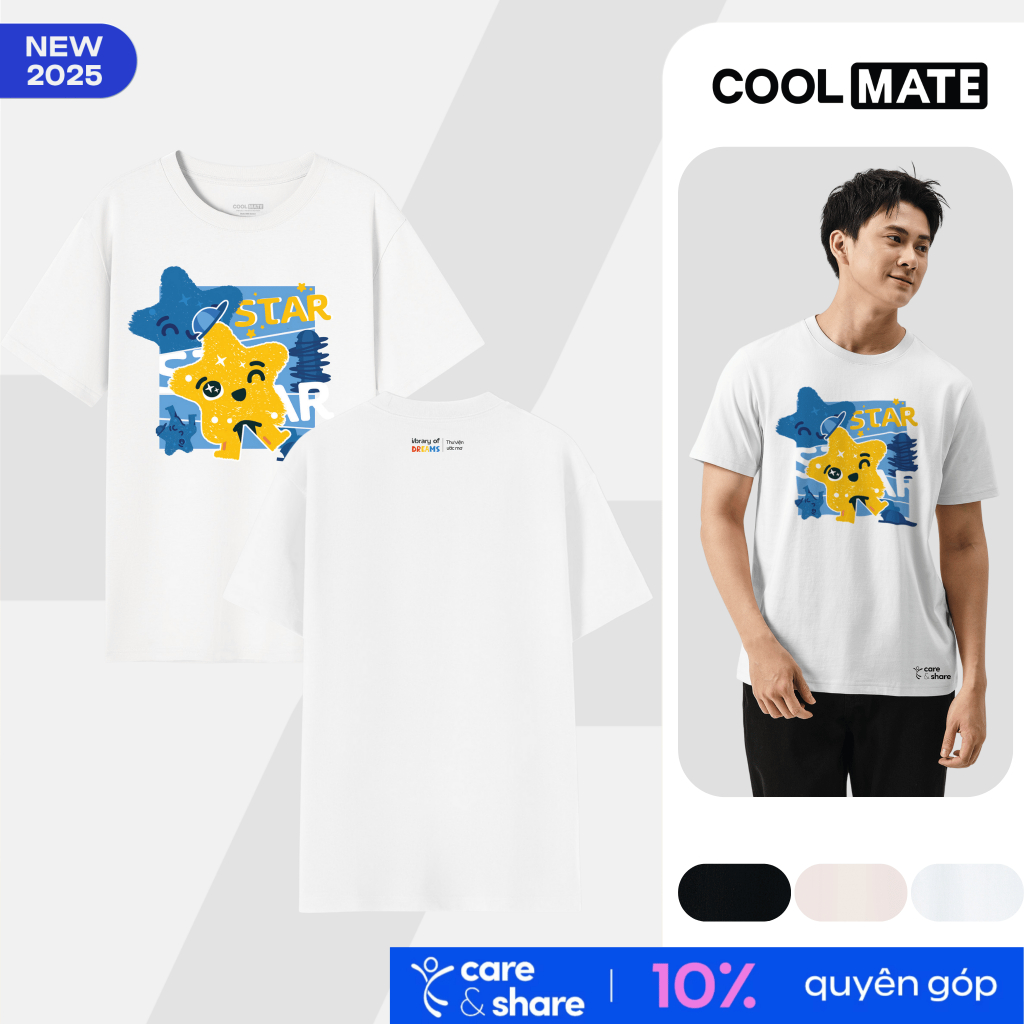 [SALE TẾT-MỚI]Áo thun nam nữ unisex 100% cotton 220 IN cotton 220gsm C&S x TVUM - Star vàng - Coolma