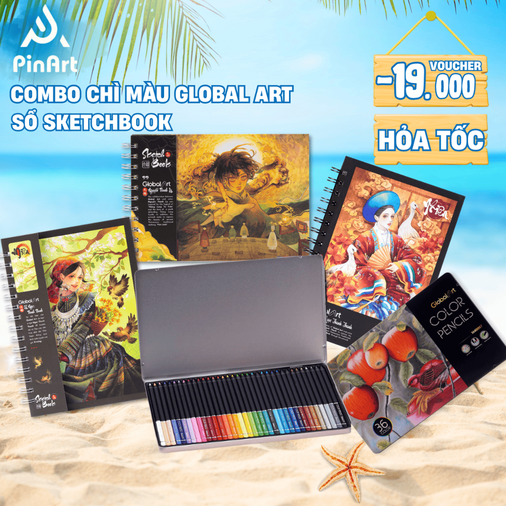Combo Vẽ Chì Màu Global Art Hộp Chì Màu Gốc Dầu 36 Màu Global Art  Không Kị Tẩy Màu Lên Mịn