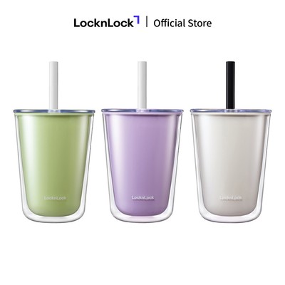 Ly nhựa 2 lớp Lock&Lock Bubble Tea cold cup 720ml kèm ống hút trân châu HAP529