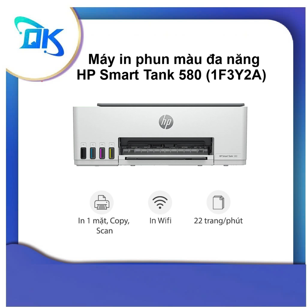 Máy in phun màu đa năng HP Smart Tank 580 All-in-One Printer (1F3Y2A) - Hàng Chính Hãng