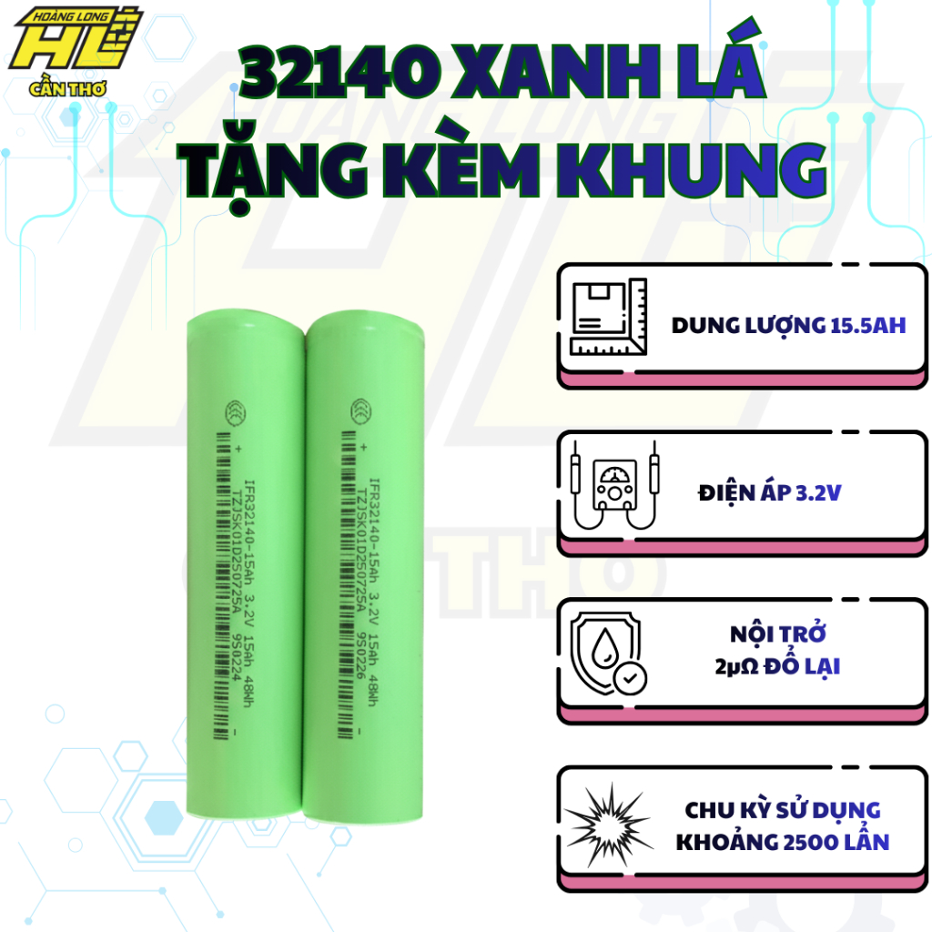 32140 Màu Xanh lá (15Ah) - TẶNG KÈM KHUNG Chuyên Dụng