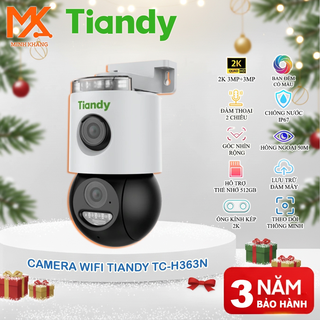 TIANDY TC-H363N Camera WiFi 6MP PT – Hình Ảnh Màu Sắc 24/7 – Chống Trộm Thông Minh