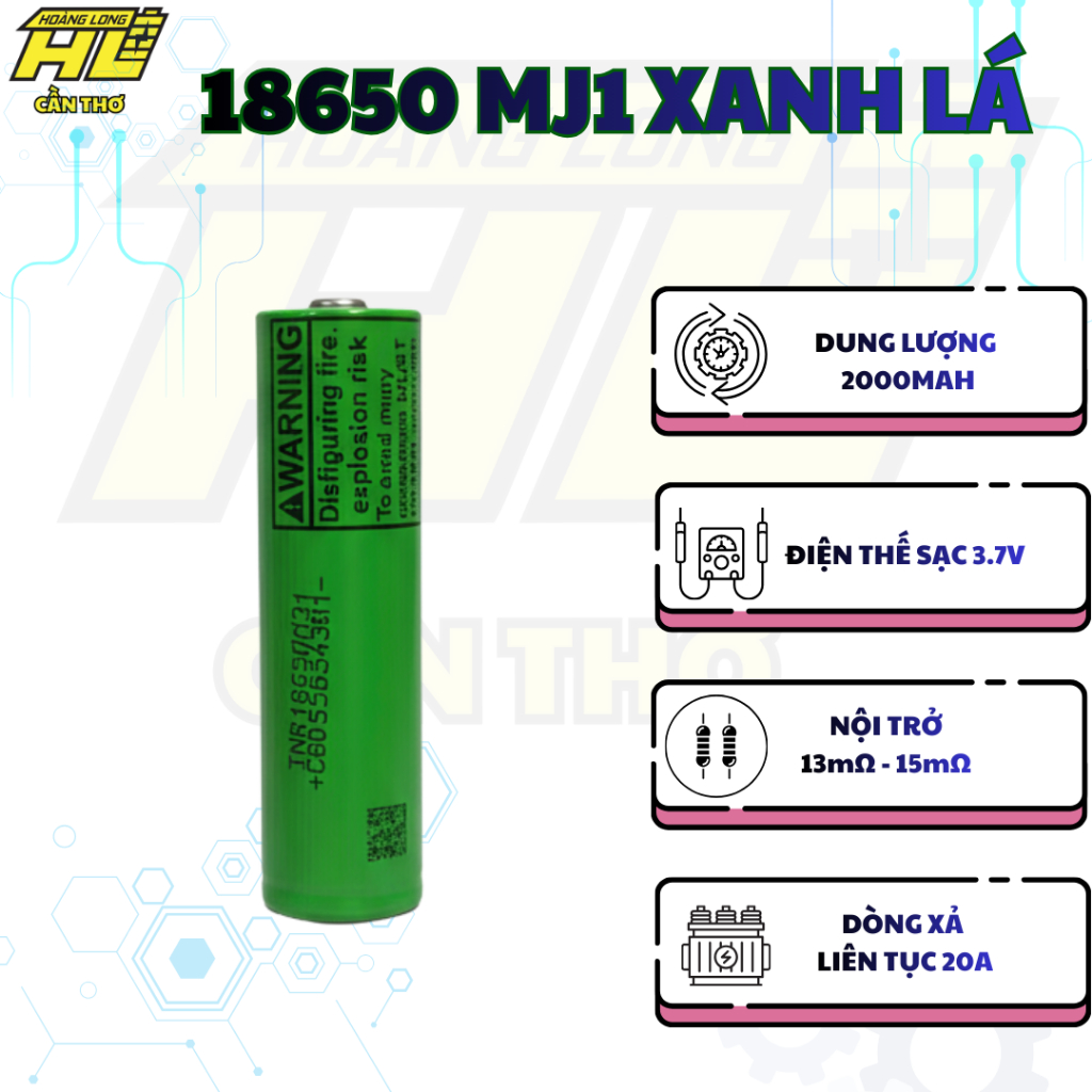 MJ1 18650 Xanh Lá – Dòng Xả 10A – Hiệu Suất Ổn Định