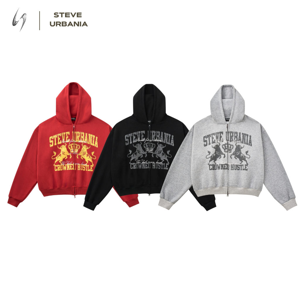 Áo Hoodie Zip STEVE URBANIA Nỉ Bông In Hình Cán Lụa Cao Cấp, Áo Hoodie Zip Nỉ Không Xù Form Rộng Nam
