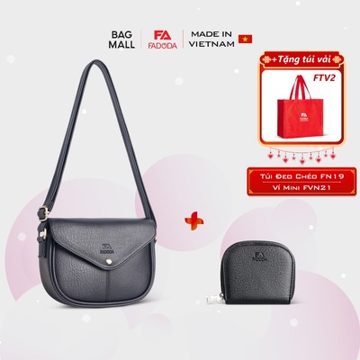 COMBO SIÊU HỜI - Túi đeo chéo nữ đa năng FN19 và Ví da mini thời trang FADODA FVN21