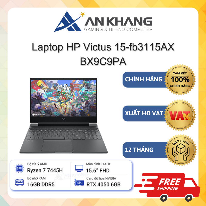 Laptop HP Victus 15-fb3115AX BX9C9PA (AMD R7 7445HS,16GB RAM,512GB SSD,RTX 4050 6GB,15.6"FHD) Chính 