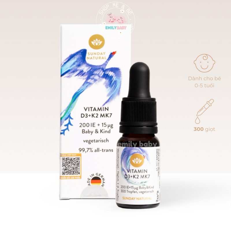 Vitamin D3K2 Sunday Natural D3+K2 MK7 Đức 10ml