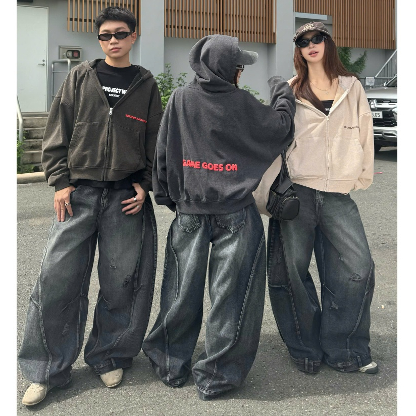 [SẢN PHẨM MỚI] Áo Khoác Zip Wash PREMIUM In Nổi Chất Vải Nỉ Chân Cua Boxy Unisex Rộng Nam Nữ | SSSTORE.Aesthetic | BigBuy360 - bigbuy360.vn