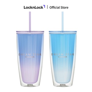  Ly nhựa 2 lớp Lock&Lock kèm ống hút Dream star Double wall cold cup 750ml HAP522 