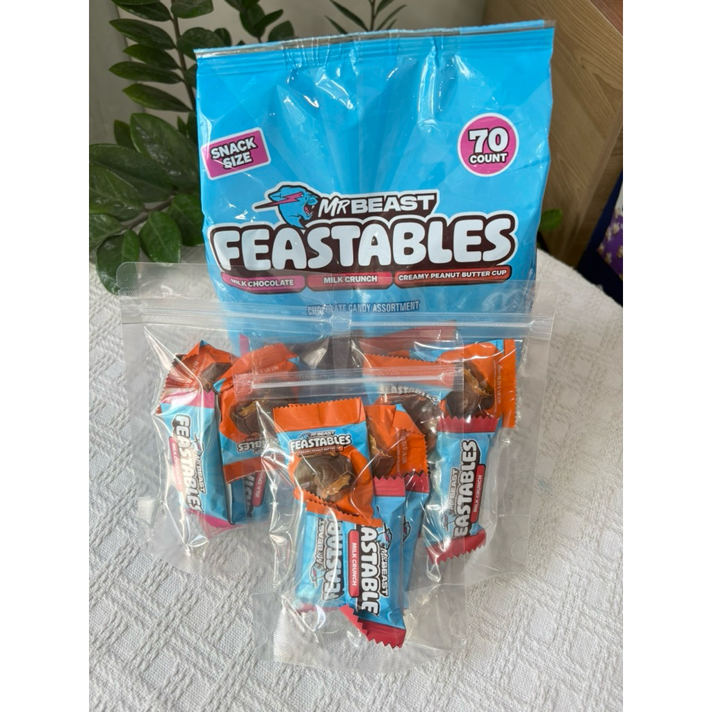Combo 5 Thanh Socola MrBeast Feastables (Mix 3 Vị) – Milk Chocolate / Milk Crunch / Peanut Butter Cu