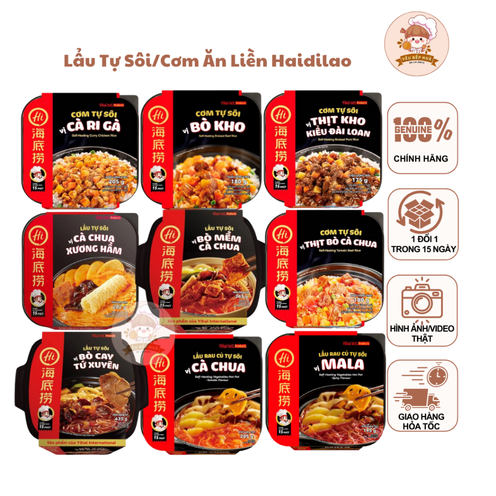 Cơm Tự Chín Lẩu Tự Sôi Haidilao Bò Kho/Thịt Bò Cà Chua/Thịt Kho Đài Loan/Mala/Bò Cay Tứ Xuyên