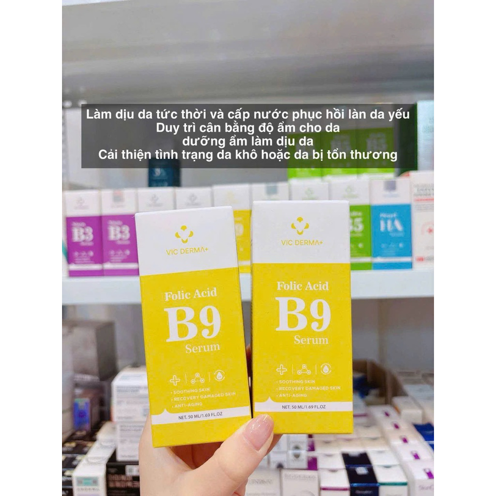 Serum B9 Vic Derma Folic Acid Giúp Dưỡng Ẩm Phục Hồi Trẻ Hóa Da