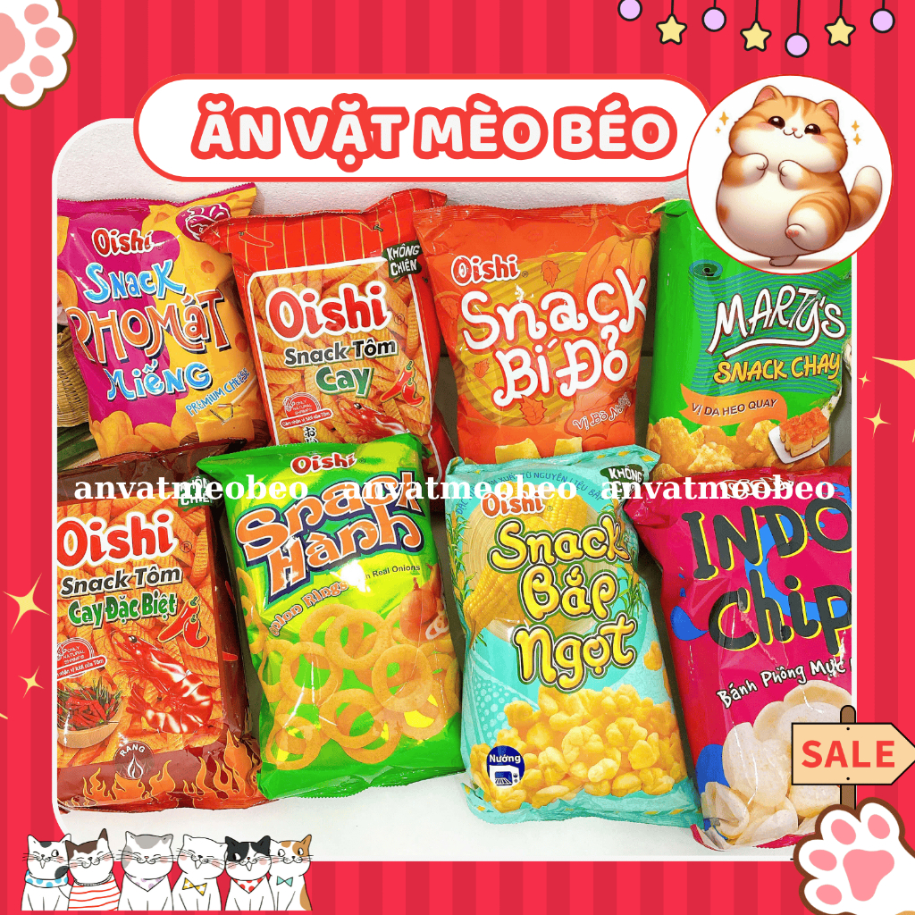 (GÓI SIÊU TO KHỔNG LỒ 110G ) Bim bim Oishi đủ 8 vị hàng chính hãng, đồ ăn vặt