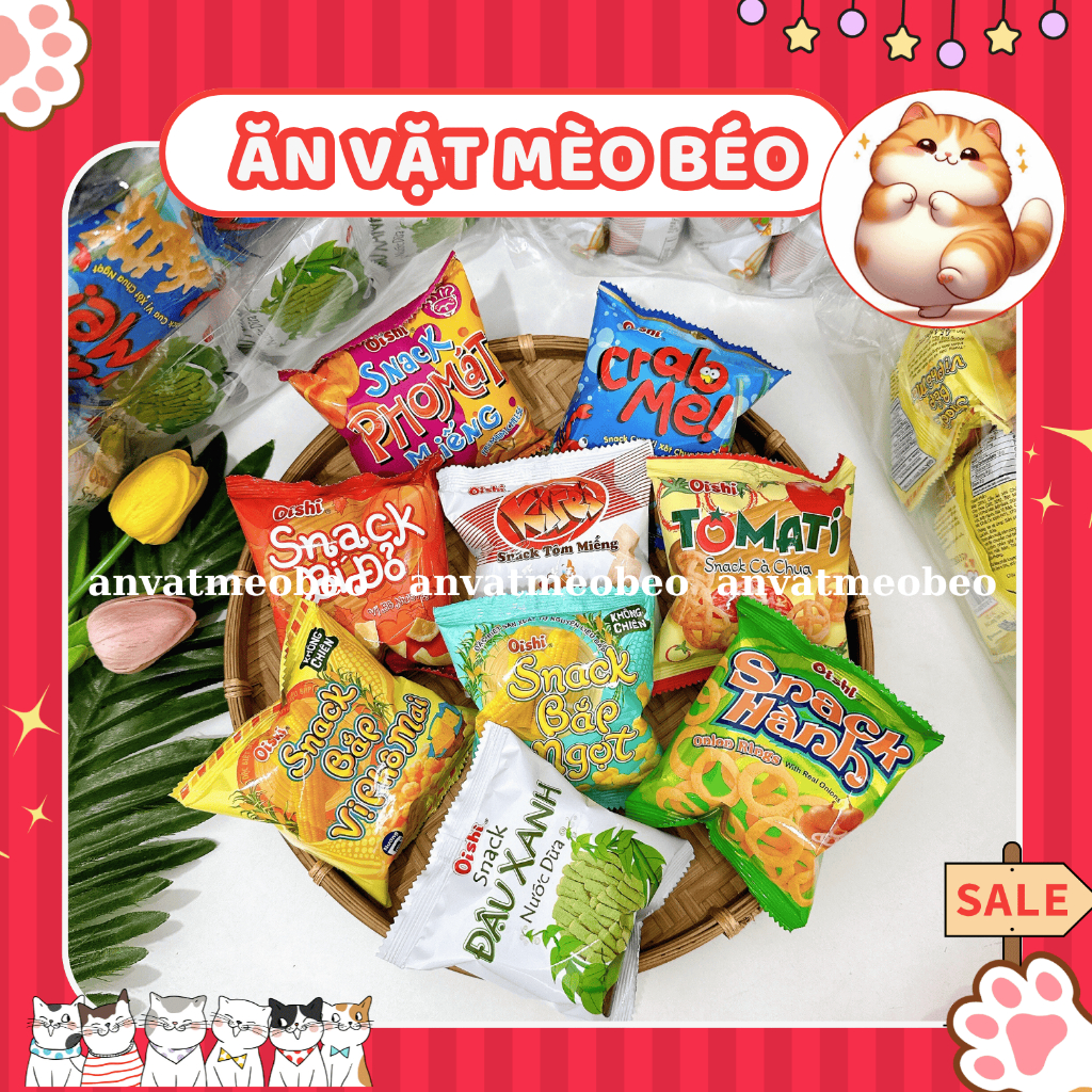 (COMBO 10 GÓI) Bim Bim Oishi (GÓI MINI 6G) đủ vị hàng chính hãng