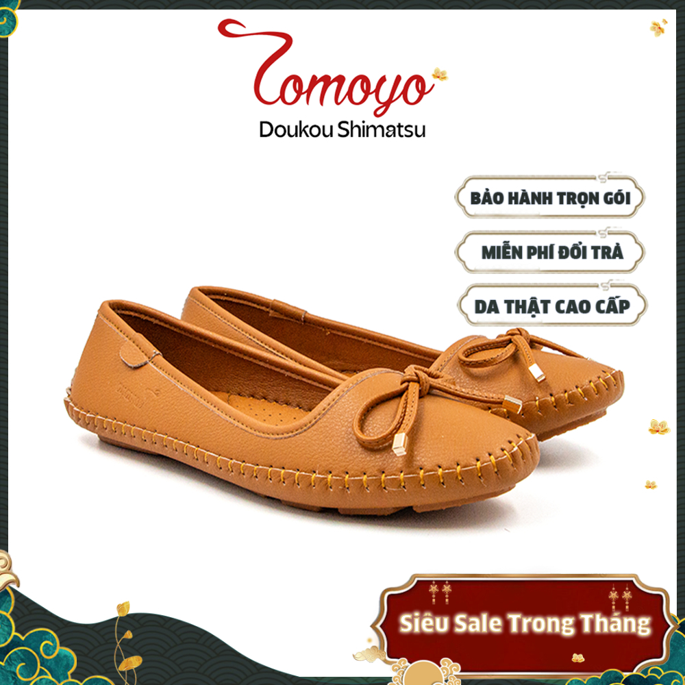 [SIÊU SALE 15.1]-Giày Tomoyo Búp Bê Nữ Da Microfiber Đính Nơ Siêu Nhẹ TMW32202