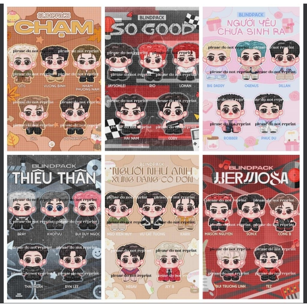 Blindpack túi mù mô hình 2D nhựa standee trang trí ATSH Anh trai say hi mùa 2 bài hát