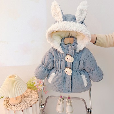 Áo Khoác Mùa Đông Chần Bông Tai Thỏ Dáng Phồng Cho Bé Gái 1-5 Tuổi MINTSCLOSET Quảng Châu - AK8601