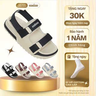  SANDANI Giày Sandal Nữ Đen Be S8 Đế Êm Chống Trơn Quai Ngang Dây Dù  Size 36-40  - BẢO HÀNH 1 NĂM 