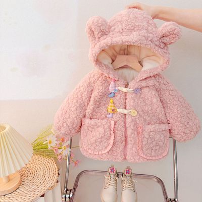 Áo Khoác Lông Cừu Tai Gấu Mùa Đông Màu Hồng Cho Bé Gái 1-5 Tuổi MINTSCLOSET Quảng Châu - AK8602