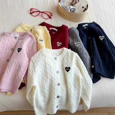Áo Khoác Cardigan Len Trái Tim Thu Đông Cho Bé Gái 1-8 Tuổi MINTSCLOSET Quảng Châu - AK8603