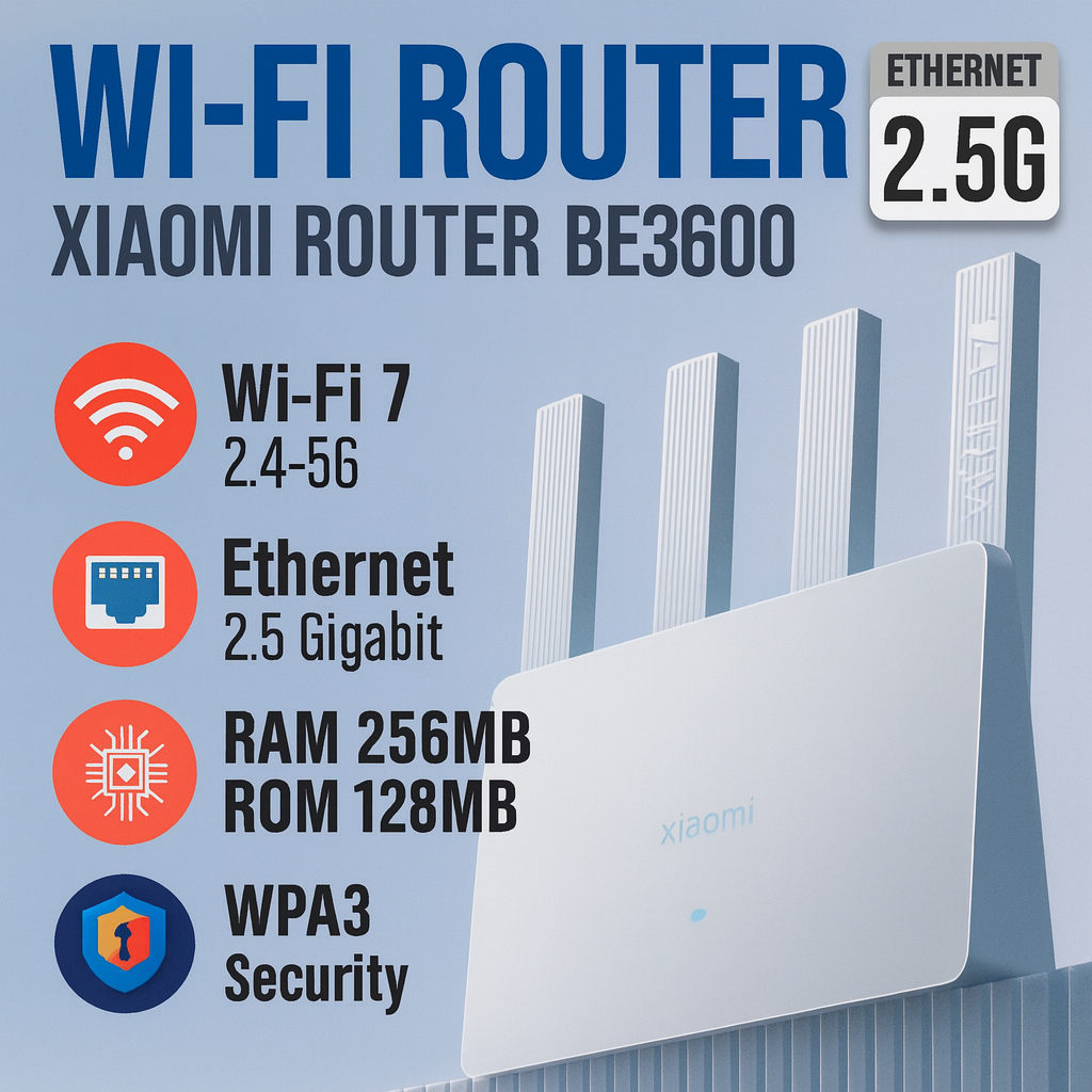 [English Rom] Router Xiaomi BE3600 WiFi 7,cổng 2.5G tốc độ cao,băng tần kép 3600Mbps,có Mesh,xuyên t