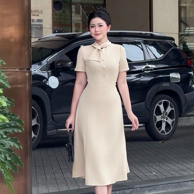 Đầm thiết kế dự tiệc công sở cổ đắp dáng dài thanh lịch thời trang Callene (CC518)