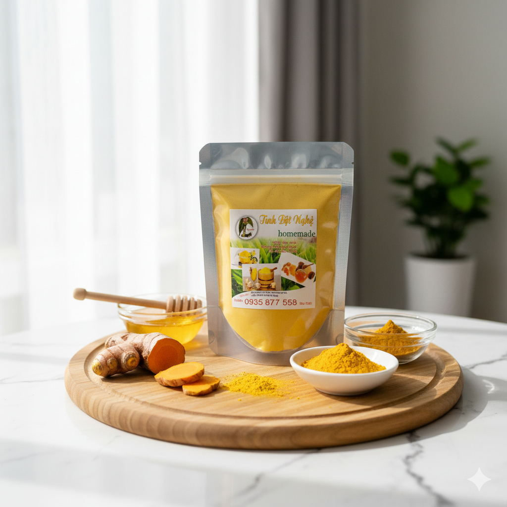 Tinh Bột Nghệ Homemade 100g | Nghệ Vàng Nhà Trồng Nguyên Chất | Dùng Đắp Mặt Nạ, Làm Trắng Body