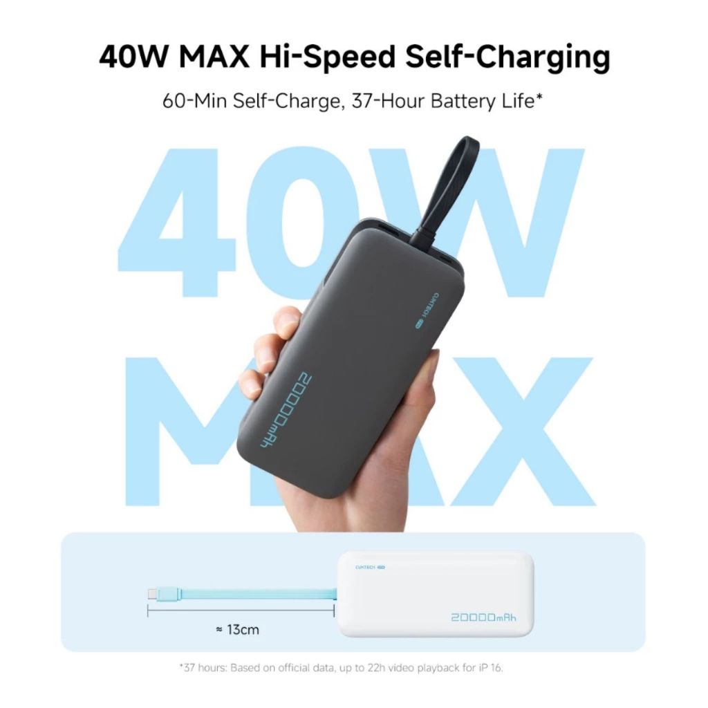 Sạc Cuktech CP24 20KmAh 40w 2C+1A Cáp Tích Hợp LPB200N - Bảo Hành 18 Tháng | BigBuy360 - bigbuy360.vn
