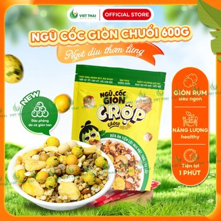   GIÒN TAN  Ngũ Cốc Giòn Rộp Vị Choco Chuối Granola Gạo Lứt Ít Đường Healthy 450G Việt Thái Organic 