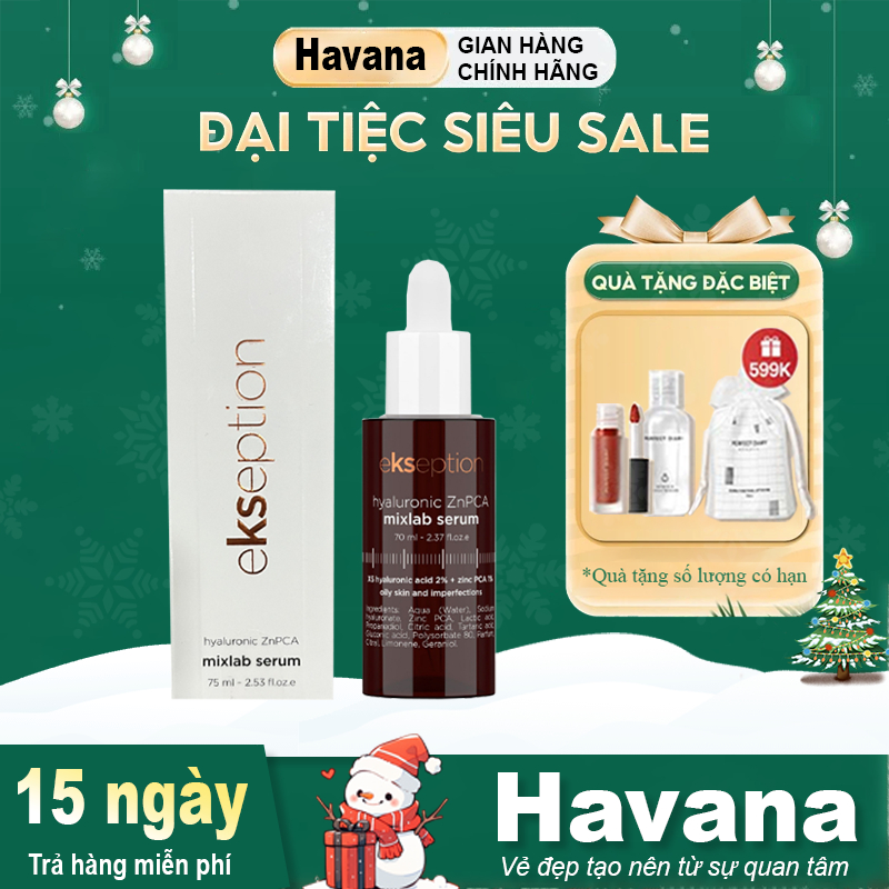 Serum Ekseption Hyaluronic ZnPCA, HA + 1% ZnPCA giảm mụn, kiềm dầu 10ml