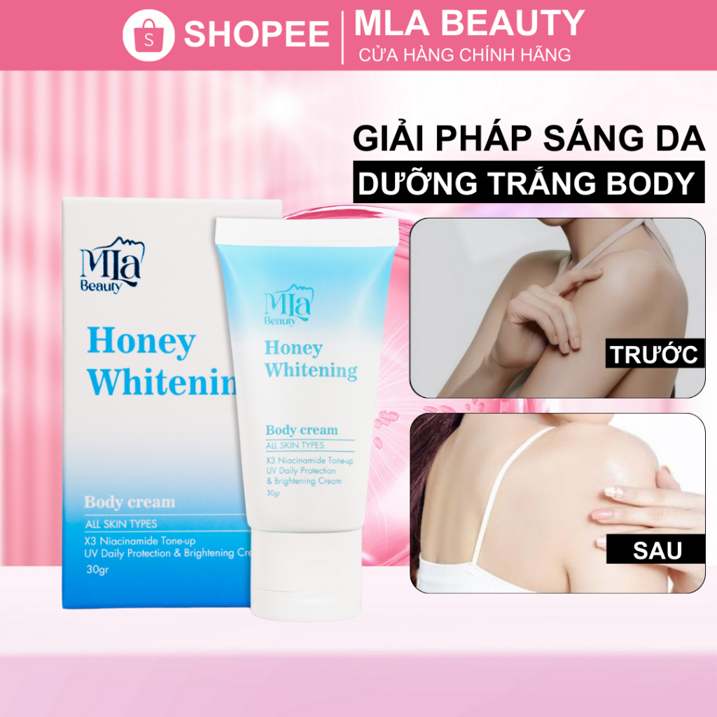 Tuýp Tiện Lợi Kem Body Honey Whitening Mla Beauty Chính Hãng - Dưỡng Trắng & Sáng Mịn Da 30g