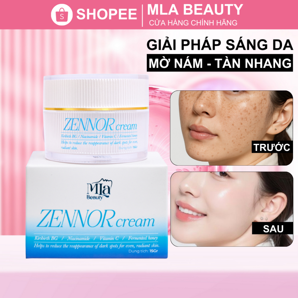 Kem Mặt Zennor Mla Beauty Chính Hãng - Giảm Nám, Tàn Nhang Đồi Mồi, Hỗ Trợ Trắng Da 15g