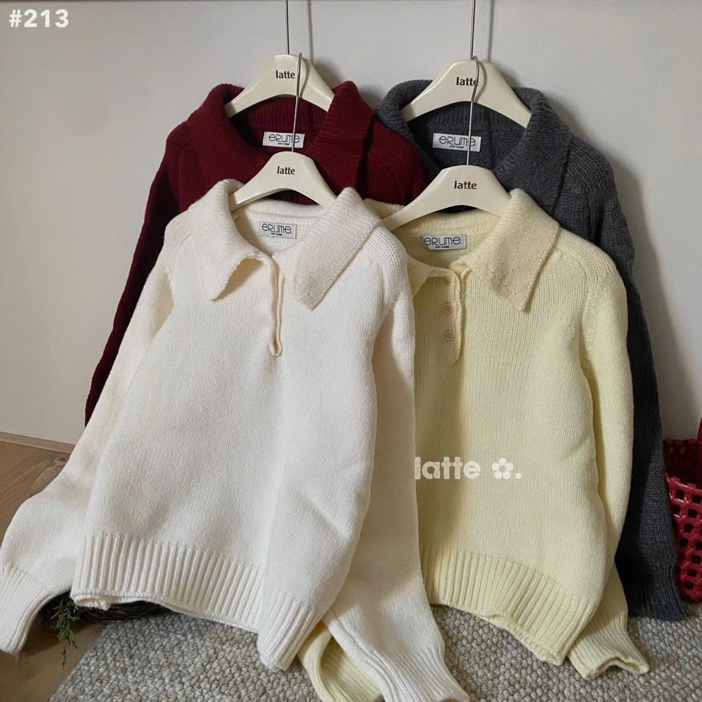 Sẵn hồng 𝑪𝒉𝒊𝒄𝒔𝒊𝒎𝒑𝒍𝒆 966 Áo len polo quảng châu bassic mác ERUME