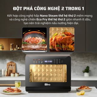  Nồi Chiên Hơi Nước OLIVO SteamFry Extra 20L 70 Món Chiên Hấp Đa Năng Bộ Phụ Kiện Inox 304 Quay Hấp Gà Trên 3kg 