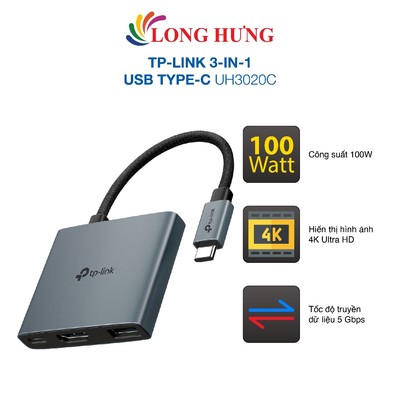 Cổng chuyển đổi TP-Link 3-in-1 USB Type-C UH3020C - Hàng chính hãng