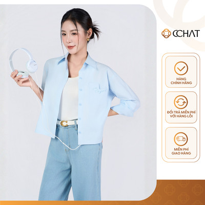 Áo Sơ Mi Nữ 𝐂𝐂𝐇𝐀𝐓 Dáng Suông Lửng Elegant Chất Liệu Mềm Mại Cao Cấp 25FDT2003ST