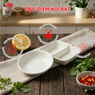 Chén nước chấm Mắm Tiêu 1 Ngăn, 2 Ngăn Trắng Trơn Sứ Minh Châu Cao Cấp, Nhiều Size