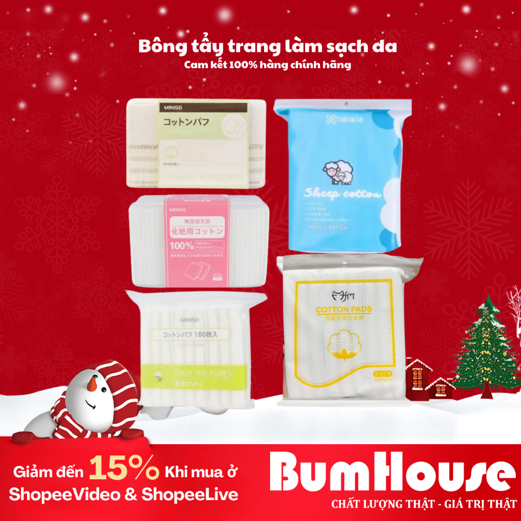 Bông tẩy trang MINISO / HABARIA / HORUS / COTTON PADS Miếng bông mềm mại