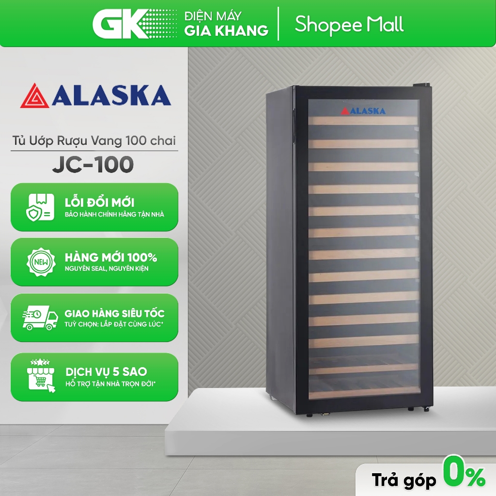Tủ Uớp Rượu Vang Alaska JC-100 - Bảo Quản 100 Chai [Freeship HCM]