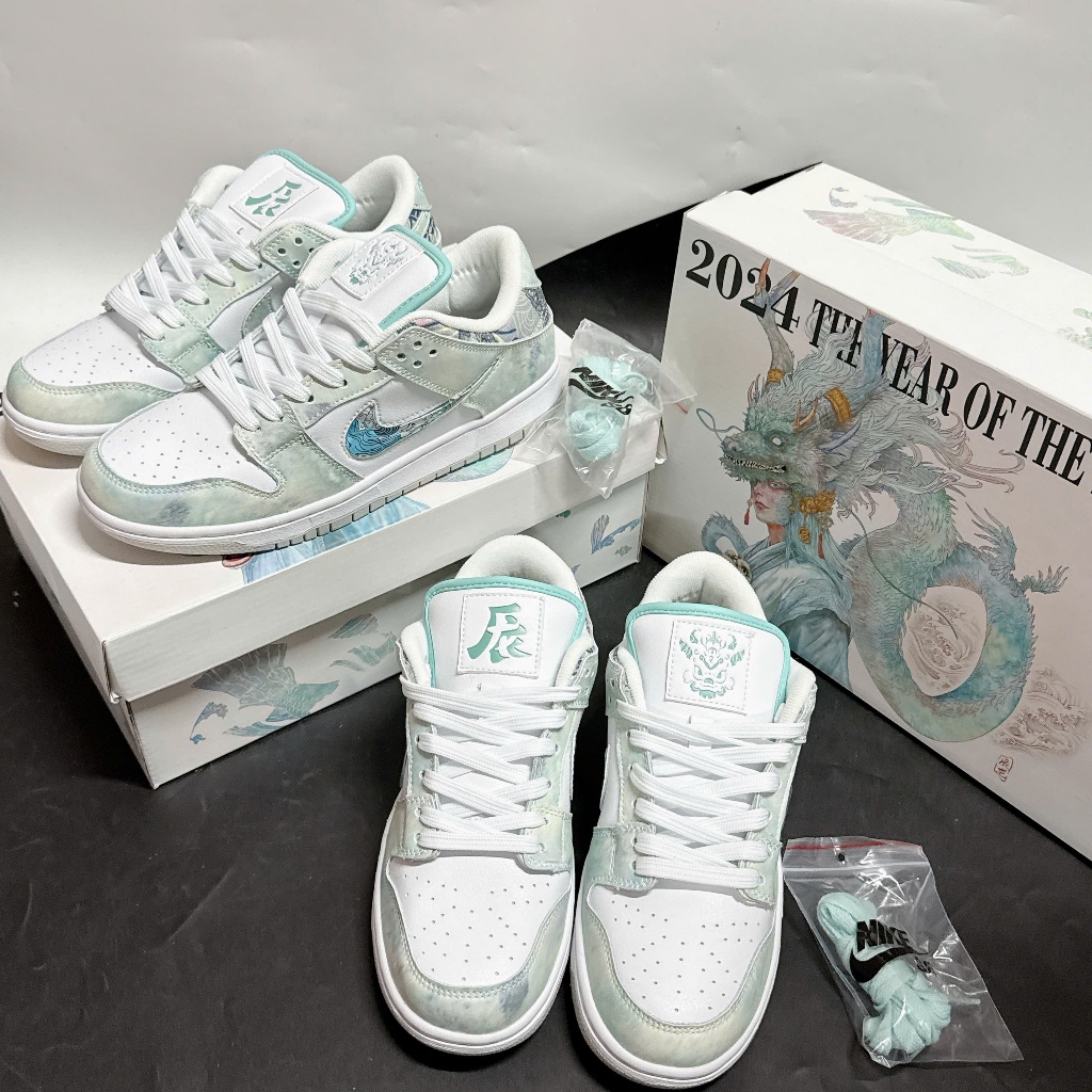 Giày Thể Thao Nike Dunk Low Year Of The Dragon White Green – Sneaker SB Low Rồng Xanh [Daily Sneaker
