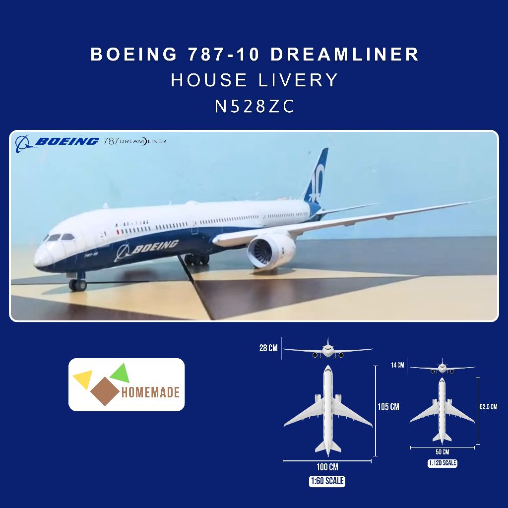 Bộ Kit Mô Hình Giấy Máy Bay Boeing 787-10 Phiên Bản Nhà Máy Boeing_House Livery