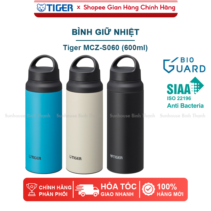 Bình giữ nhiệt inox 304 Tiger MCZ-S060 có quai xách - Chính hãng Tiger, sản xuất Việt Nam
