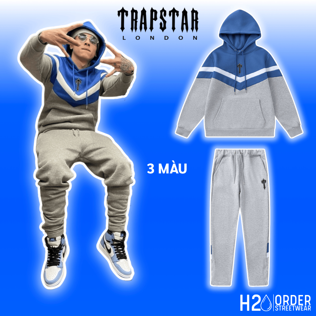 (Best Quality) Bộ Hoodie Drip Trapstars Nỉ Bông Thêu Logo Form Ôm, Set Nỉ Hoodie Dài Tay Nam Nữ Stre