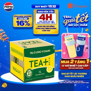   SALE 15.12  Thùng 12 Chai Trà Ô long Tea+ Vị Chanh  1000ml chai  