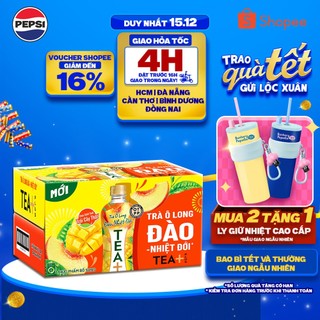   SALE 15.12  Thùng 24 Chai Trà Ô Long Tea+ Đào Trái Cây Nhiệt Đới  450ml chai  