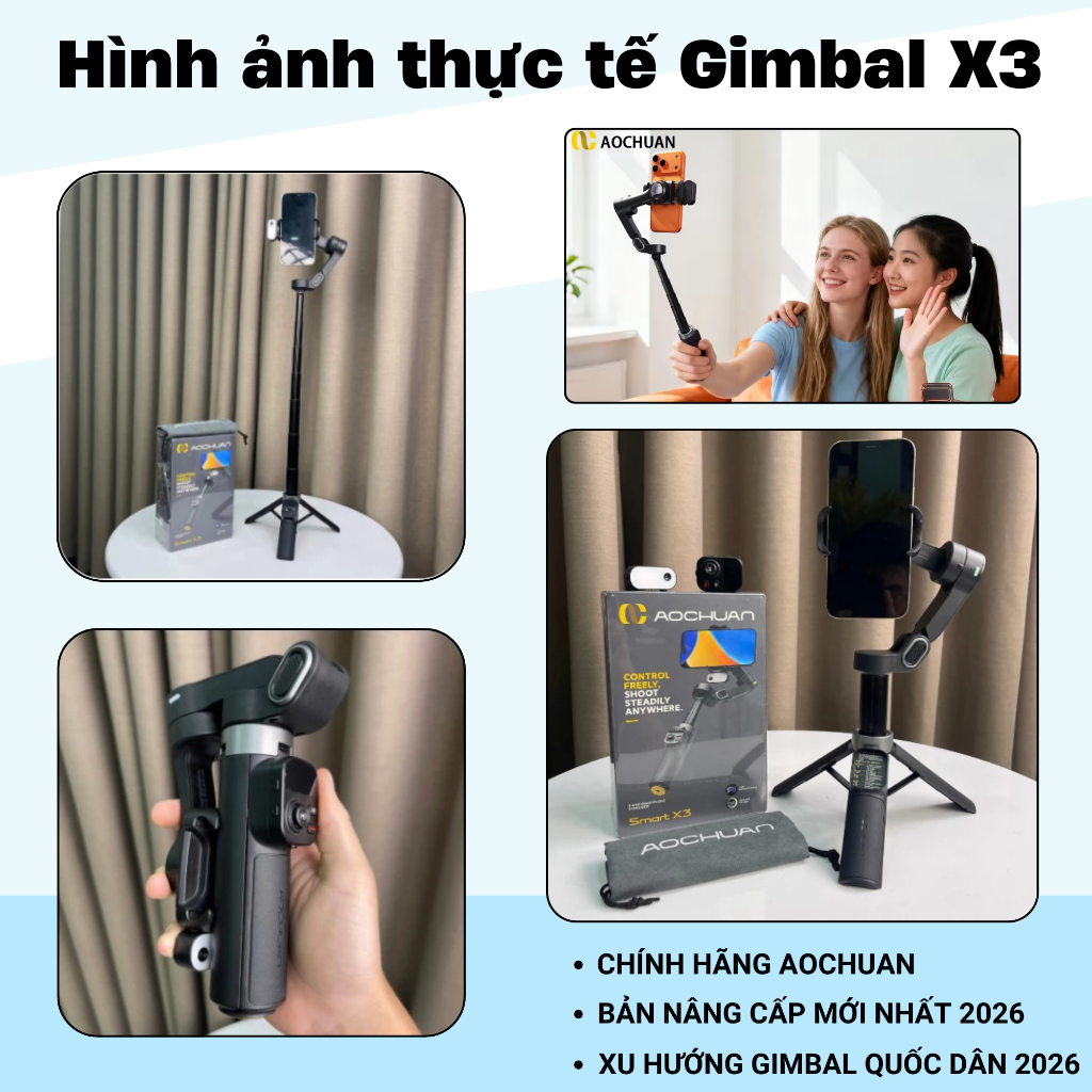 Gimbal điện thoại smart X3, Gậy gymbal chống rung 360 độ bản nâng cấp mới nhất 10.0 Tracking 2026 | BigBuy360 - bigbuy360.vn