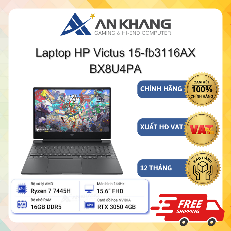 Laptop HP Victus 15-fb3116AX BX8U4PA (AMD R7 7445HS,16GB RAM,512GB SSD,RTX 3050 6GB,15.6"FHD) Chính 