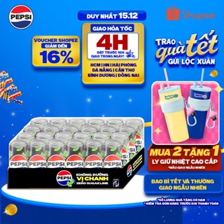   SALE 15.12  Thùng 24 Lon Nước Uống Có Gaz Pepsi Vị Chanh Không Calo Không Đường  320ml lon  