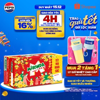   SALE 15.12  Thùng Nước Ngọt Giải Khát Có Gaz Mirinda Xá Xị  320ml lon  